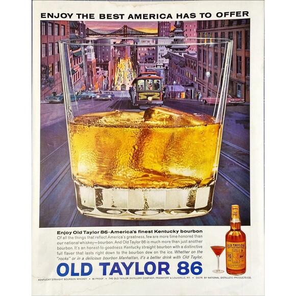 Old Taylor 86 Whiskey "America's Finest Kentucky Bourdon" Vintage Print Ad 1963 - Picture 1 of 3